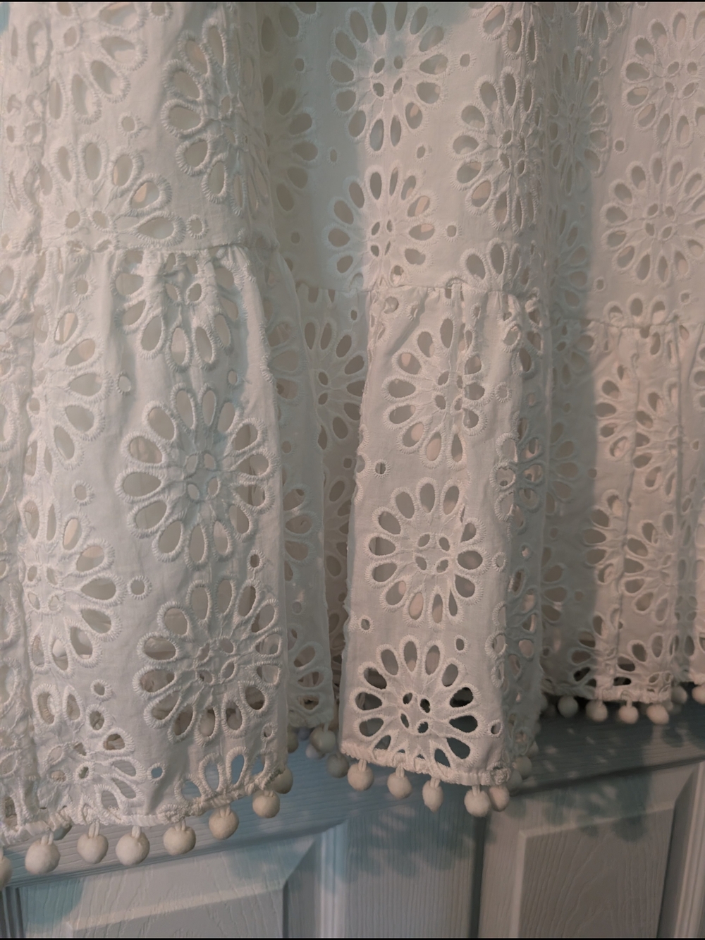 Lilly Pulitzer Bekah White Eyelet Dress Pom-pom Trim - Picture 5 of 6